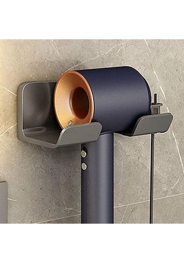 Saç Kurutma Makinesi Tutucu Duvara Monte Saç Düzleştirici Kurutma Makinesi Saç Standı Banyo Organizatör Rafları Tuvalet Organizasyon Rafları Gri
