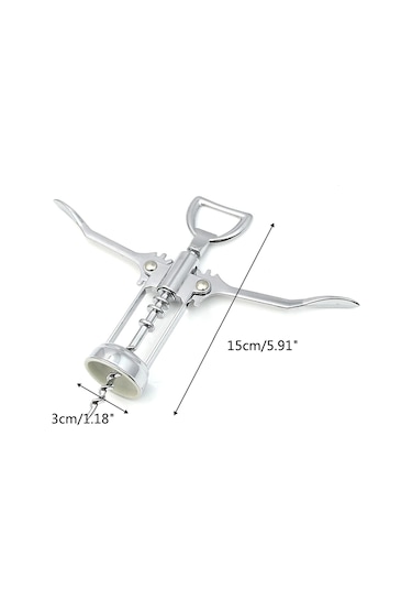 Şarap Mantar Tıpa Açacağı Paslanmaz Çelik Şişe Açacağı Tirbuşon Gümüş