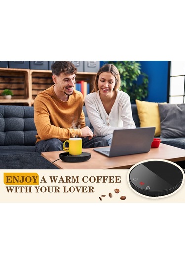 Gajeena 110v Amerikan Standartlı Sıcaklık Regülasyonlu Bardak Isıtıcı - 2 Sıcaklık Seçeneği, 12 Saatli Zamanlayıcı, Su Geçirmez Cam Paneli Siyah