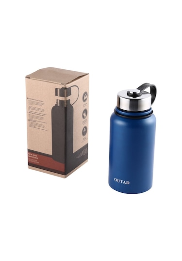Outad Kaymaz 610ml Çift Duvar Paslanmaz Çelik Büyük Ağızlı Vakum Şişesi - Mavi