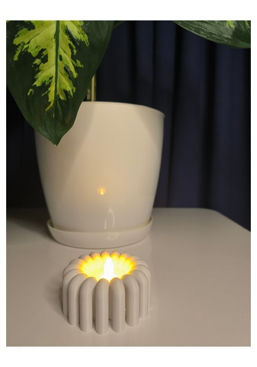 Modern Tealight Mumluk Beyaz