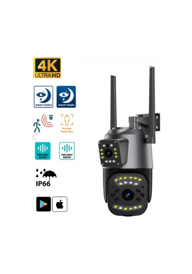 2+2 Mp Hd 4k Ip Kamera Wifi Özellikli Hareket Takipli Gece Sensörlü Güvenlik Kamerası Blm-50