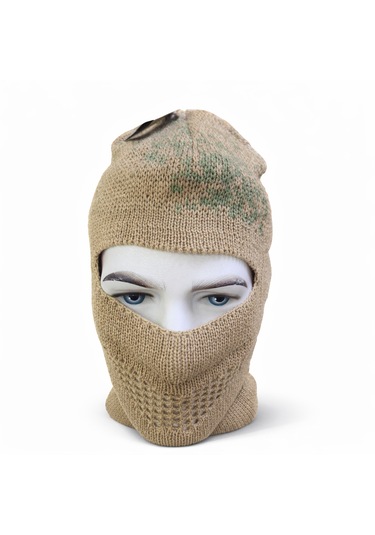 Anadolu Tactical Jandarma Örme Kar Başlığı Balaklava Haki Askeri Kışlık Yüz Maskesi