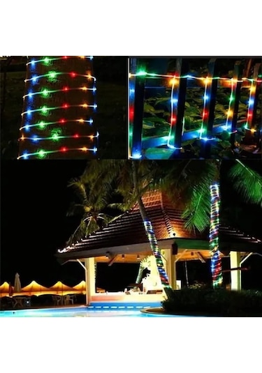 10 Metre 100 Led Solar Rgb Işık Şeffaf Kablolu Çok Renkli