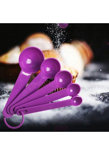 5 Adet Pişirme Pişirme Aletleri Plastik Ölçü Kaşığı Ölçü Kepçesi Ölçekli Siyah