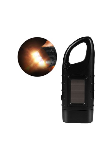 Jeemson Kamp Ve Acil Durumlar İçin El Krikolu Ve Güneş Enerjili Led Fener - Siyah Siyah