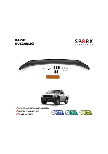 Isuzu D-max 2006-2012 Yıl Aralığı Uyumlu Kaput Rüzgarlığı 4mm Siyah