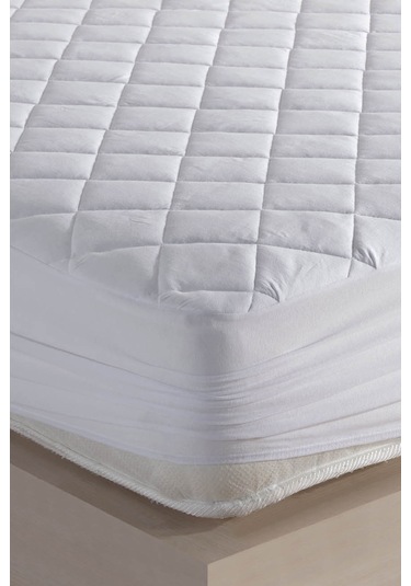 Kapitone Fitted Full Kenar Yatak Koruyucu Alez Tek Çift Battal 5 Ebat Beyaz