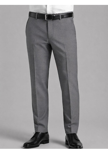Classics Men Ricati Regular Fit Armür Desen Erkek Kumaş Pantolon - 7620 gri