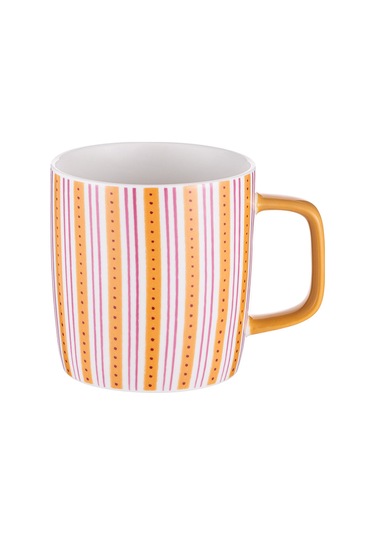 Emsan Çizgili New Bone Kupa 350 Ml Turuncu