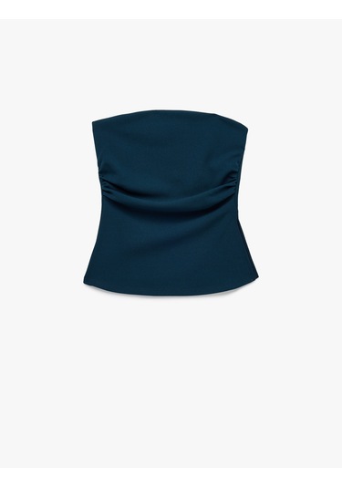 Koton Slim Fit Drape Detaylı Straplez Top Lacivert 6sak10192ek