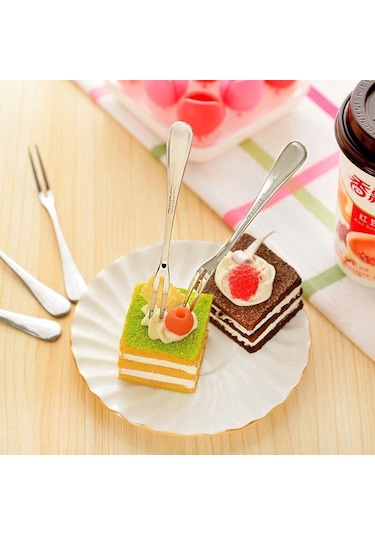 4 Adet Kokteyl Tatlı Çatalı Tadım Paslanmaz Çelik Meze Kek Meyve Çatalı Yeni Diğer