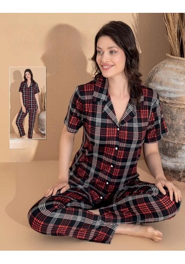 Boyraz Kadın Milan Boydan Düğmeli Kısa Kol İnce Pijama Takımı 11072 - 1 Adet 001