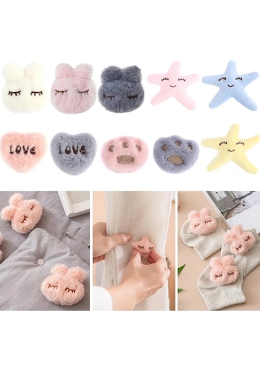Gri Kalp Şekli-peluş Tavşan Pençesi 4 Adet Çarşaf Kapak Yorgan Tutucu Askıları Jartiyer Örtüsü Çarşaf Kaymaz Ev Gereçleri 47127312