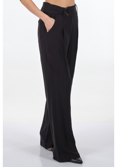 Unique Mode Kemerli Siyah Kadın Pantolon Us234008 001