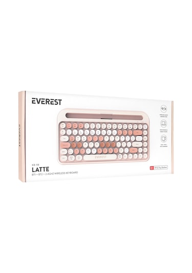 Everest K-98 Latte 2.4G+BT1+BT2 Mac Wın Klavye Pembe