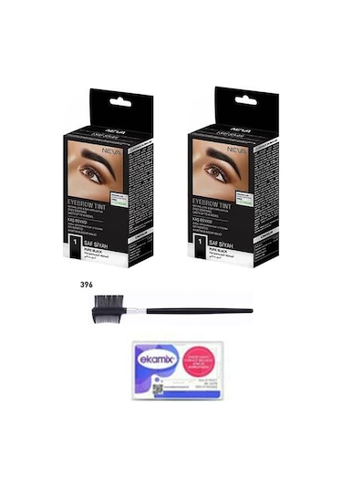 Neva Kaş Boyası Siyah 2 Adet Kaş Fırçası No:396