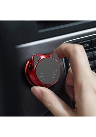 Makine Tutucu Kedi Şekli Manyetik Araba 360 Derece Evrensel Tutucu - Kırmızı