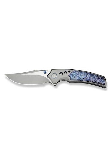We Knife Skynix Gray Titanium Handle With Flamed Titanium Inlay Stonewashed Bohler M390 Blade Satin Flat Kamp Çakı Gri