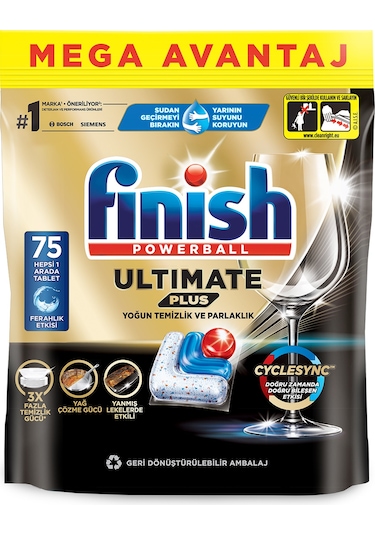 Finish Ultimate Plus Hepsi Bir Arada Bulaşık Makinesi Deterjanı 75 Tablet