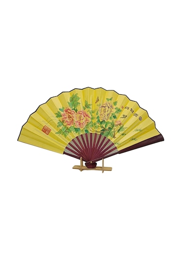 Çin Bambu Keten Kumaş Yelpaze Ak01 Büyük Boy 60cm No.1 Adet-1