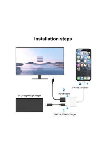 Fastbuy iPhone Uyumlu 16/15 Serisi Usb-c-hdmı Adaptör: 4k 30hz Tv Bağlantısı, Spor/film/oyun, Kolay Kurulum