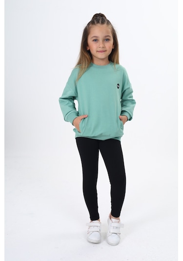 Toontoy Kız Çocuk Baskılı Taytlı Takım Koyu Pudra