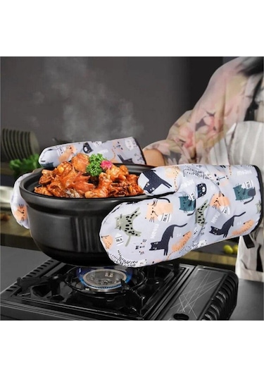 Haşlanma Önleyici Fırın Eldiveni Kaymaz Mutfak Eldiveni Mutfak Pişirme Eldiveni Mikrodalga Eldiven Pişirme C