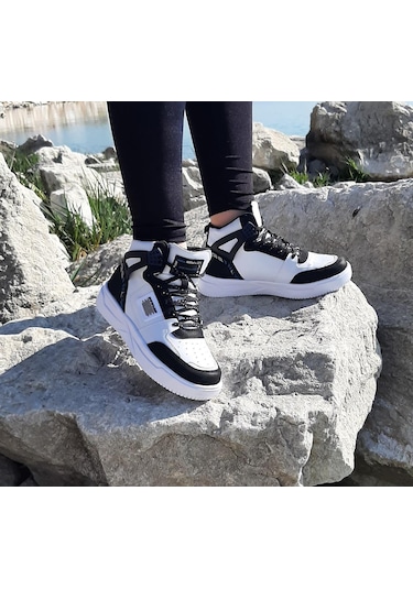 Dunlop 2243 Beyaz-Siyah Fuspetli Ortapedik Boğazlı Spor Ayakkabı AYKSAYAK-000505