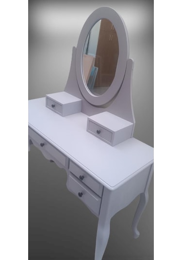 Dresuar makyaj masa 7 çekmece kayın aslan ayak parlak lake gri hareketli ayna kutuda sevk el yapım Gri