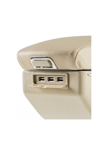 Oto Kolçak Sürgülü Ve Usb Şarj Girişli Tüm Araçlara Uyumlu Kol Dayama 7 Usb Girişli Kolçak Bej