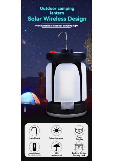 Güneş Led Kamp Feneri Şarj Edilebilir 4500mah 500lm Acil Durum Lambası Beyaz