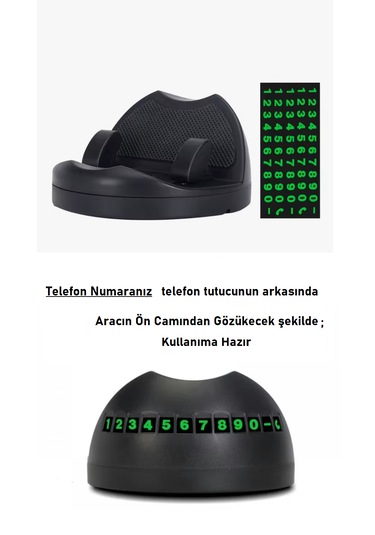 Hr18 Araç İçi Telefon Tutucu Torpidoya Yapışan + Park Teli Numara