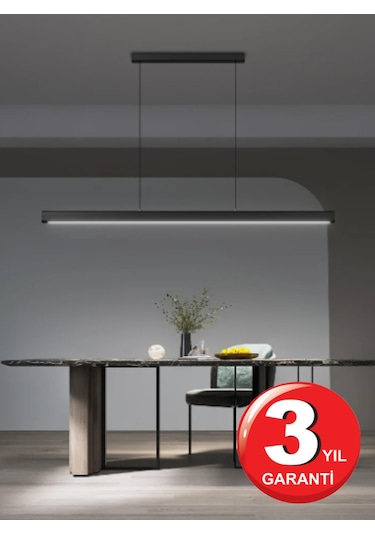 Linear 150cm Siyah Kasa Ledli Sarkıt Modern Led Avize, Salon, Mutfak, Masa Üstü Avize Aydınlatma Beyaz