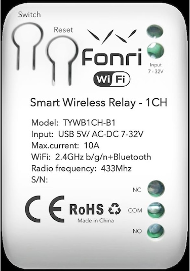 Fonri Wf3-tm4-0201-02 Wıfı Kablosuz Akıllı Röle - Tek Kanal