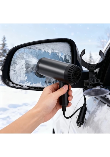 Elmpaly Siyah 12v 2'si 1 Arada Araç Isıtıcı Ve Buz Çözücü Emme Başlıklı 180 Derece Dönebilir