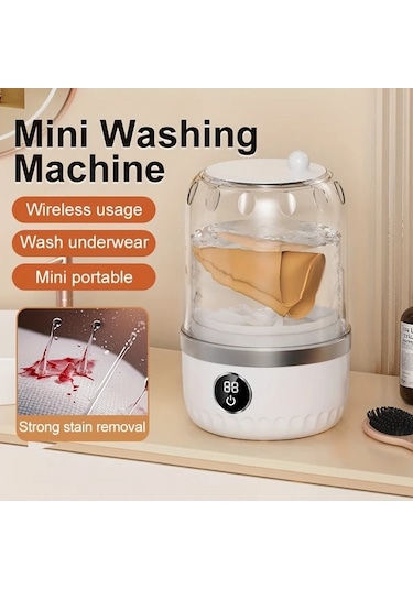 Fochsia Taşınabilir  Gri Type-c Şarjlı Seyahat Çamaşır Makinesi