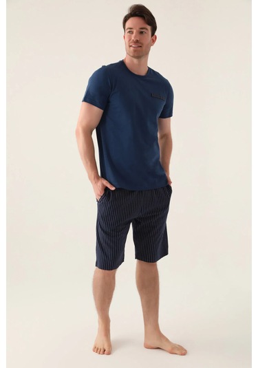 Arnetta 3015 Kısa Kol 3 Lü Erkek Pijama Takımı İndigo