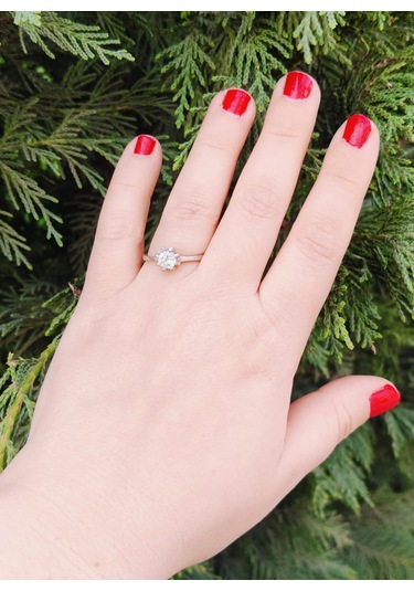 Yüzük Alyans Gümüş Zirkon Taşlı Parlak 925 Ayar