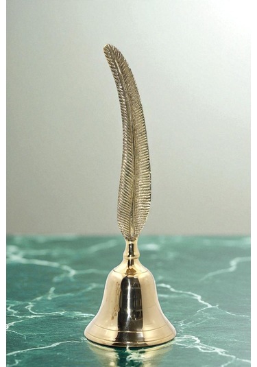 Antik Görünümlü Dekoratif Retro El Çanı Tüy Kalem Görünümlü