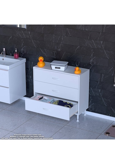 Modilayn Söke 3'lü Çekmeceli Banyo Dolabı 75 X 75 X 32,5 Cm Lik Çok Yönlü Kullanım Çekmeceler Sayesinde Banyonuz Daha Düzenli. Beyaz