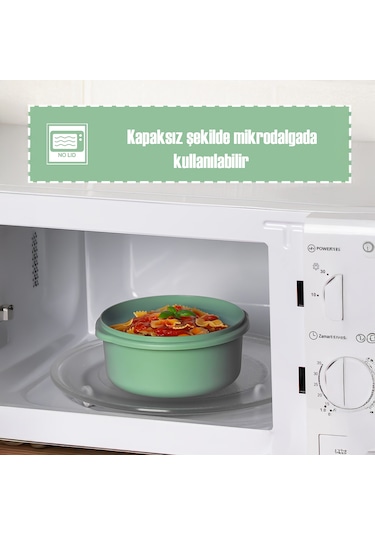 Porsima 5318 Kilitli Sızdırmaz Kapaklı Hava Tahliye Contalı Çok Amaçlı 3lü Yuvarlak Erzak Yiyecek Saklama Kabı Seti Yeşil - 800-1300-2000ml Yeşil