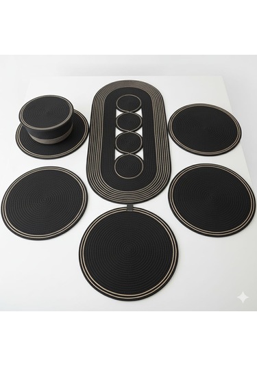 Amerikan Servis Takımı Jut Ip Hasır Ip Siyah