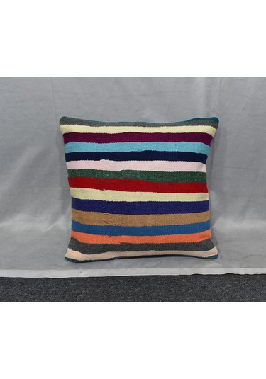 Zehra Abla Halı Yeni El Dokuma Dekoratif Kilim Kırlent Yastık Kılıfı 6703 Çok Renkli