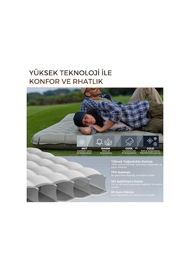 Kingcamp King Airbed Double Çift Kişilik Şişme Yatak Gri