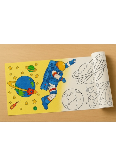 Minik Astronotlar Için Uzay Temalı Boyama Rulosu 5 Metre