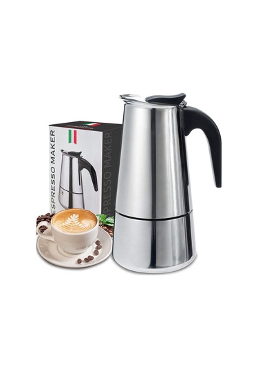 4 Kişilik Çelik Mokapot Espresso Filtre İtalyan Kahve Makinesi