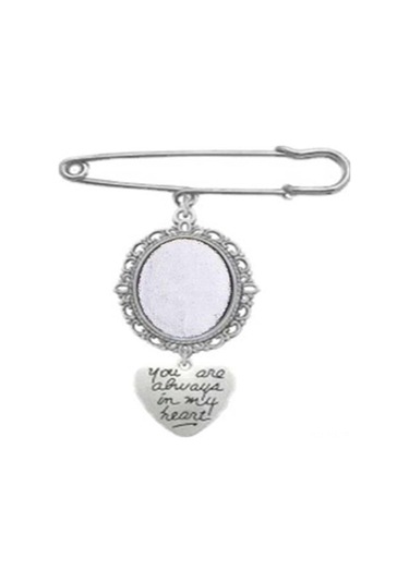 Padalink Evlilik Fotoğrafı Hatırlama Broşu - Gelin Gelin Damat Akraba İçin 2 Adet Alüminyum Portre Çerçevesi Pendan Gümüş