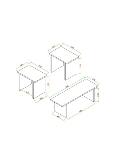 Alina Modern 3'lü Orta Sehpa Zigon Takım 90 CM Antrasit