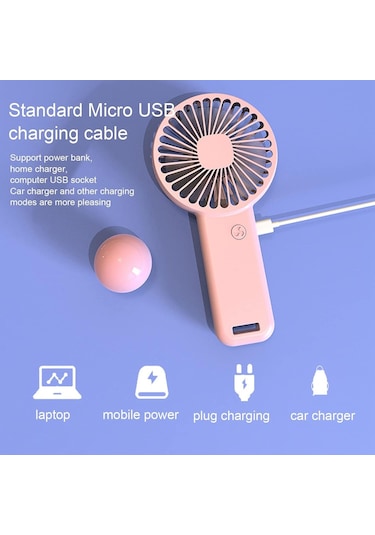 Mini Fan,telefon Tutucu,portatif El Vantilatörü Pembe 9,3x19cm